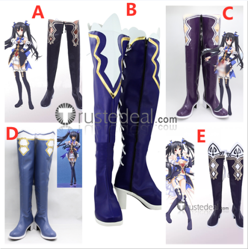 Hyperdimension Neptunia Noire Purple Blue Black Cosplay Shoes Boots