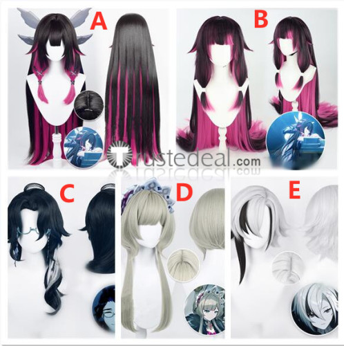 Genshin Impact Eleven Fatui Harbingers Columbina Sandrone Marionette Pantalone Arlecchino Il Dottore The Doctor Black Pink Silver Cosplay Wigs