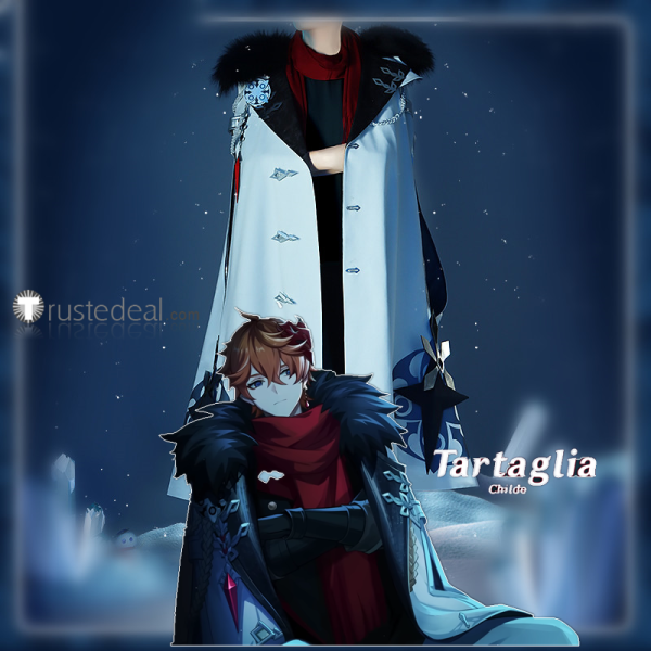 Genshin Impact Fatui Harbingers Tartaglia Childe Winter Overcoat Cape Cosplay Costume