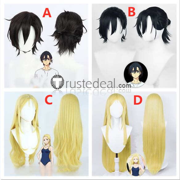 Summer Time Rendering Ushio Kofune Shinpei Ajiro Blonde Black Cosplay Wigs