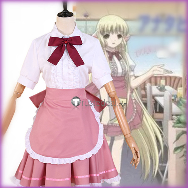 Chobits Chii White Pink Maid Cosplay Costume