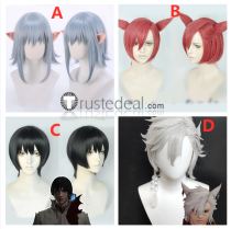 Final Fantasy XIV FF14 Miqo'te G'raha Tia Fandanie Haurchefant Greystone Male Elezen Silver White Blue Black Red Cosplay Wigs
