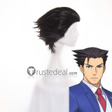 Gyakuten Saiban 4 Apollo Justice Ace Attorney Phoenix Wright Miles Edgeworth Grey Black Cosplay Wigs