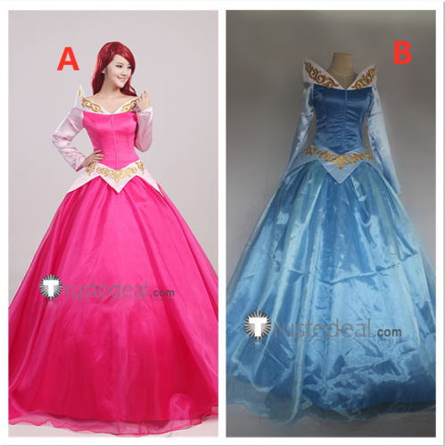 disney princess aurora blue dress Fairy Tale Aurora Princess Cosplay Costume Sparkling Blue Gown N09607, XS main image 0