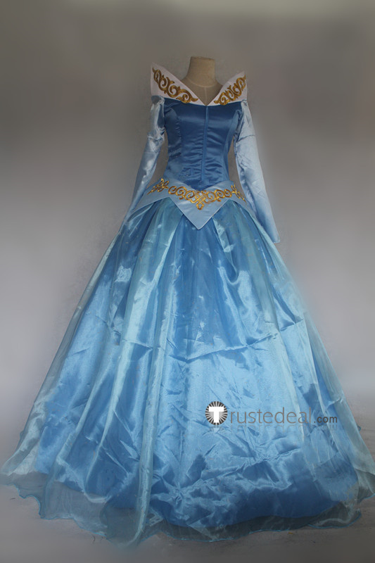 Sleeping Beauty Disney Princess Aurora Gorgeous Pink Blue Cosplay Costumes