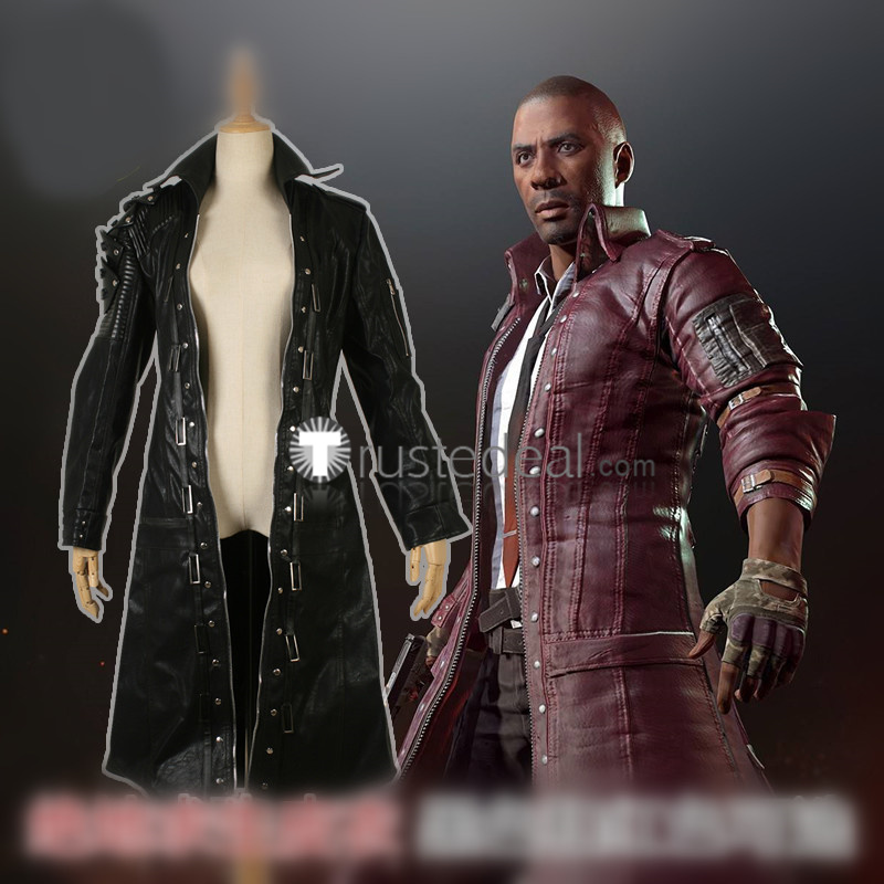 PUBG PlayerUnknown's Battlegrounds Trench Coat Black Red Hooded