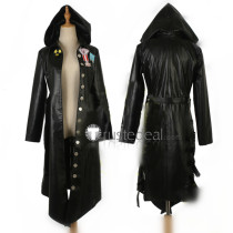 PUBG PlayerUnknown's Battlegrounds Trench Coat Black Hooded Jacket Cosplay Costume