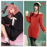 1/3 Delusion SPY x FAMILY Anya Yor Forger Red Black Sweater Daily Dress Cosplay Costumes