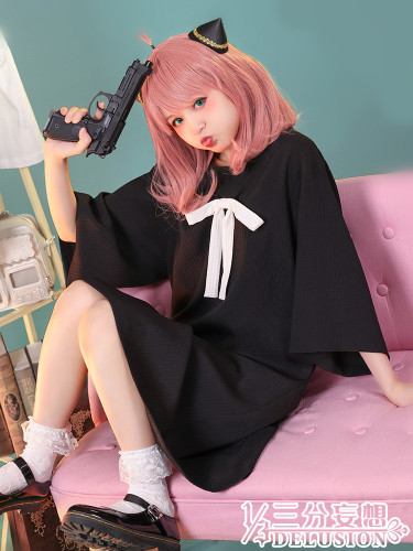 1/3 Delusion SPY x FAMILY Anya Yor Forger Red Black Sweater Daily Dress Cosplay Costumes