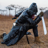 PUBG PlayerUnknown's Battlegrounds Trench Coat Black Hooded Jacket Cosplay Costume