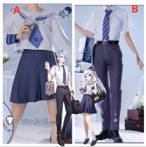 Genshin Impact HeyTea Collaboration Kamisato Ayaka Ayato School Academy Uniform Cosplay Costumes