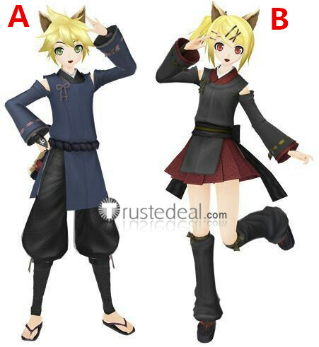 Vocaloid Project Diva Raspberry Fox Kagamine Rin Indigo Fox Kagamine Len Black Cosplay Costumes