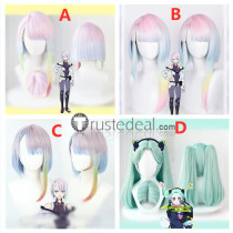Cyberpunk Edgerunners Lucyna Kushinada Lucy Rebecca David Martinez Blue Pink White Cosplay Wigs