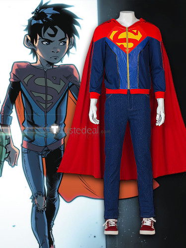 Movie Batman and Superman Battle of the Super Sons Jonathan Kent Jon Kent Blue Red Cosplay Costume