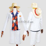One Piece Film Gold Monkey D Luffy White Cosplay Costume