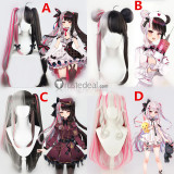 Vtuber Virtual YouTuber Yorumi Rena Pink Silver Black Ponytails Cosplay Wigs