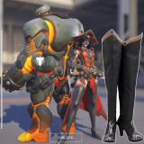 Overwatch Ashe Halloween Terror Genji Shimada Yellow Black Cosplay Boots Shoes