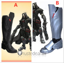 Overwatch Reaper Silver Black Cosplay Boots Shoes