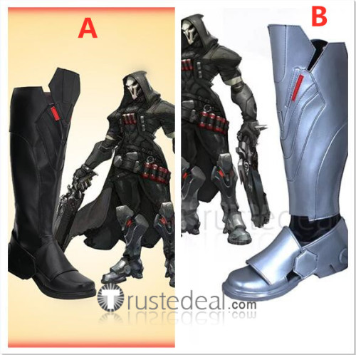 Overwatch Reaper Silver Black Cosplay Boots Shoes