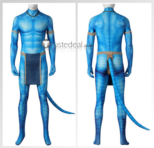 Avatar 2 The Way of Water Jake Sully Blue Bodysuit Tail Cosplay Costume