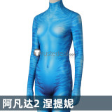 Avatar The Way of Water Neytiri Blue Bodysuit Mask Tail Cosplay Costume