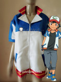 Pokemon The Power of Us Ash Ketchum Blue White Coat Cosplay Costume 6