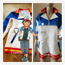 Pokemon The Power of Us Ash Ketchum Blue White Coat Cosplay Costume 6
