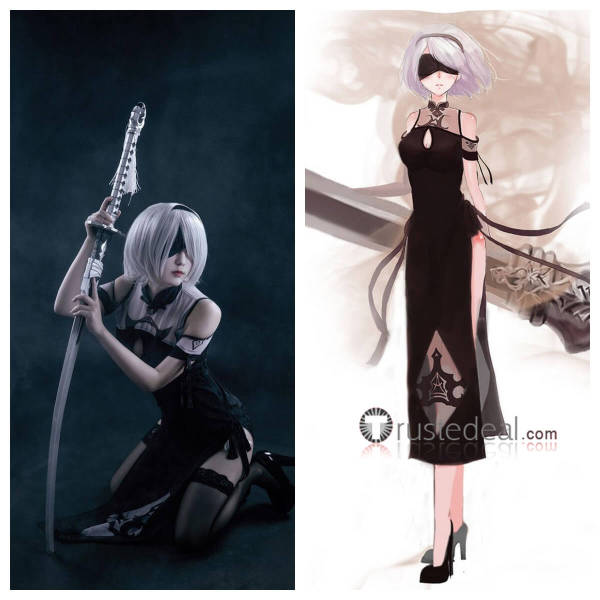 Nier Automata 2B Cheongsam black Cosplay Costume