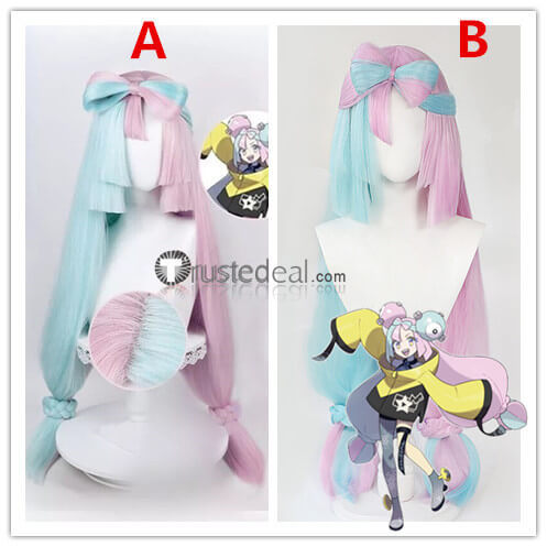 Pokemon Scarlet and Violet Gym Leader Iono Pink Blue Cosplay Wig
