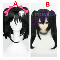 Love Live Nico Yazawa Black Ponytails Cosplay Wig Hair Bows