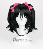 Love Live Nico Yazawa Black Ponytails Cosplay Wig Hair Bows