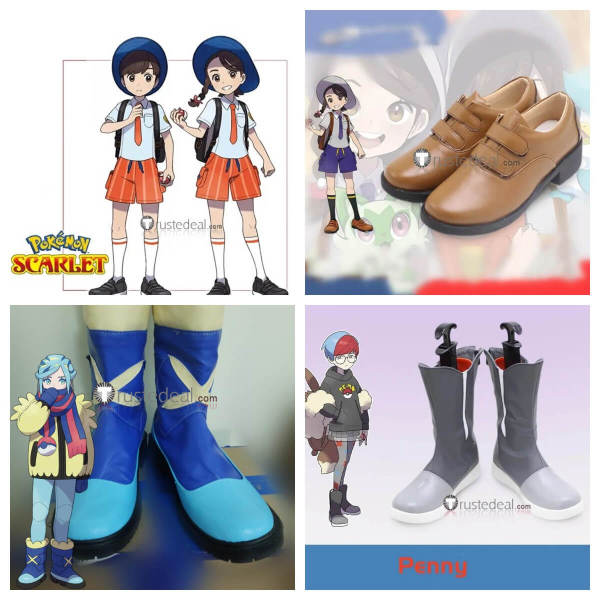 Pokemon Scarlet and Violet Penny Grusha Protagonists Female Male Cosplay Shoes Boots