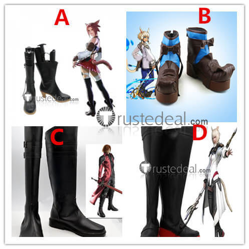 Final Fantasy 14 Miqo'te Y'shtola Rhul Genesis Rhapsodos Black Cosplay Boots Shoes
