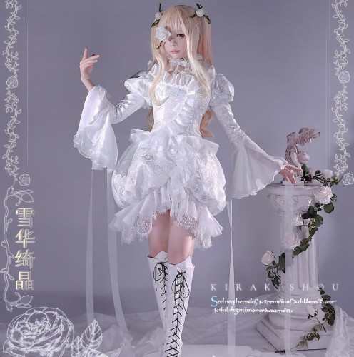 iCOS Rozen Maiden Kirakishou White Gothic Lolita Devil Cosplay Costume