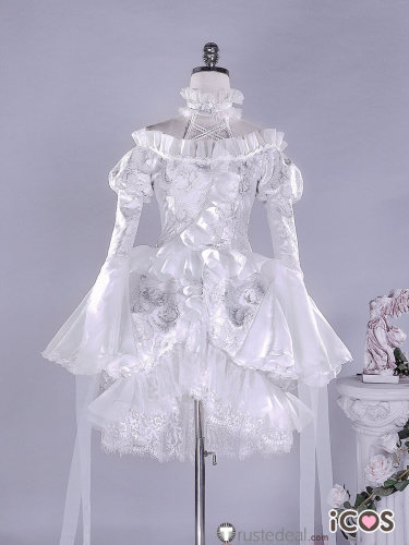 iCOS Rozen Maiden Kirakishou White Gothic Lolita Devil Cosplay Costume