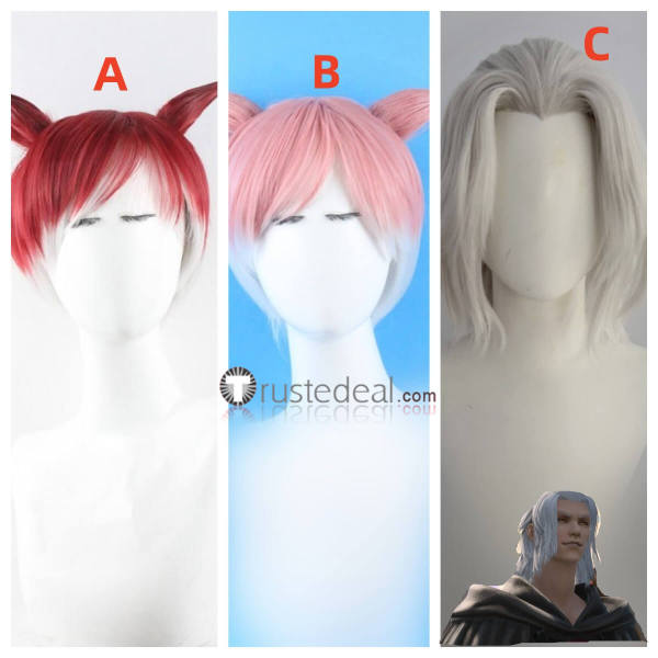 Final Fantasy FFXIV FF14 Emet-Selch Crystal Exarch G'raha Tia Styled Cosplay Wig