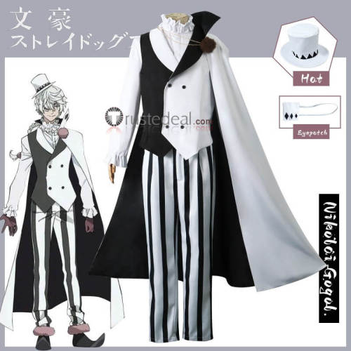 Bungou Stray Dogs Nikolai Gogol Black White Cosplay Costume 2