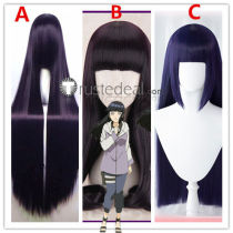Naruto Hinata Hyuuga Long Purple Black Blue Cosplay Wig 100cm