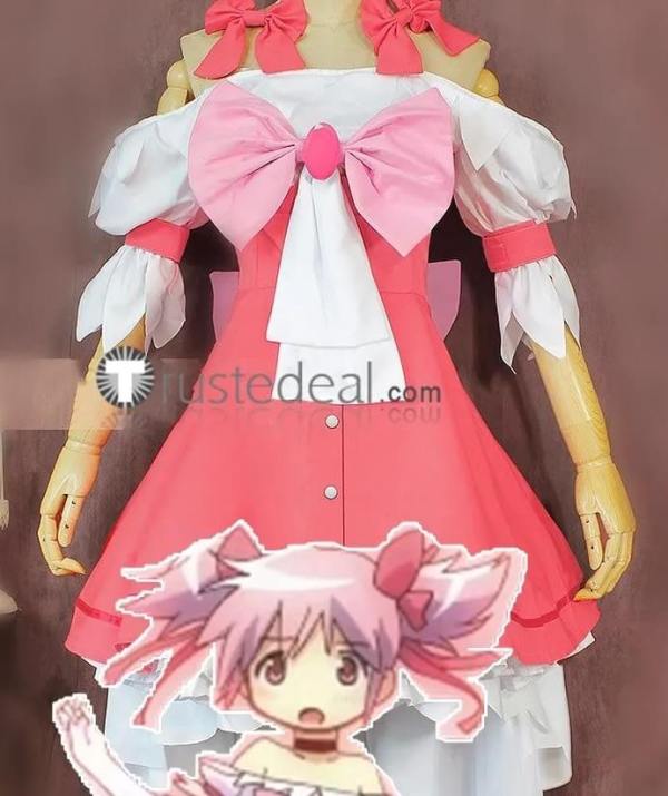 Puella Magi Madoka Magica Kaname Madoka Transparent Pink Cosplay Costume