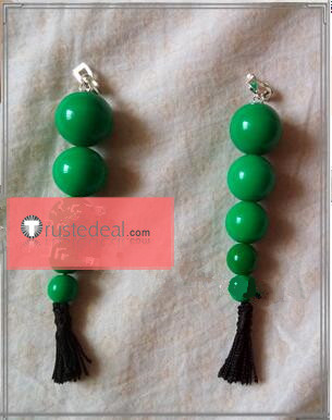 InuYasha Kagura Black Cosplay Wig Earrings Fan Accessories