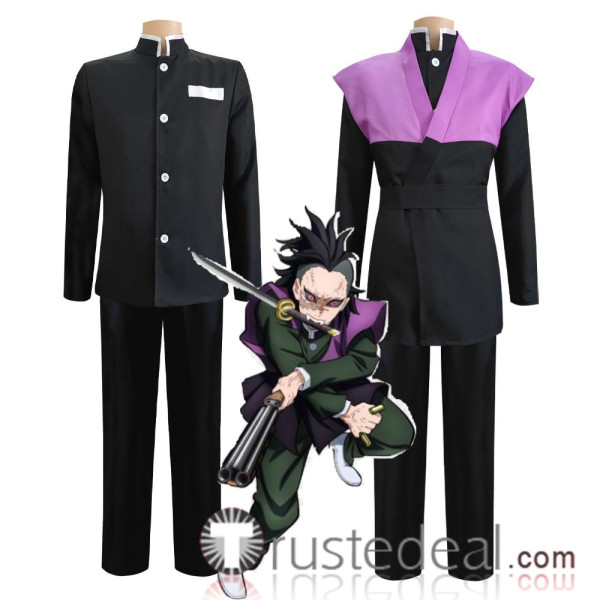 Kimetsu no Yaiba Demon Slayer Genya Shinazugawa Purple Black Cosplay Costume