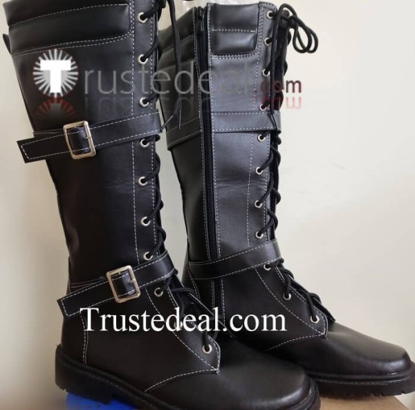 Black Cosplay Combat Boots Shoes