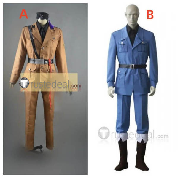Hetalia Axis Powers 2P Italy Feliciano Vargas Blue Brown Cosplay Costume