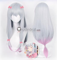 Eromanga Sensei Sagiri Izumi Long Grey Pink Cosplay Wig