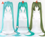Vocaloid Hatsune Miku Senbonzakura Long Blue Green Ponytails Cosplay Wig