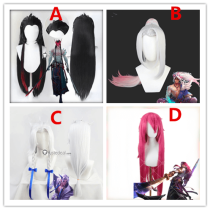 League of Legends LOL Spirit Blossom Battle Academia Yasuo Yone Silver White Pink Ponytail Black Cosplay Wig