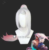League of Legends LOL Spirit Blossom Battle Academia Yasuo Yone Silver White Pink Ponytail Black Cosplay Wig