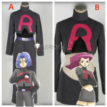Pokemon Team Rocket James Jessie Grey Cosplay Costume