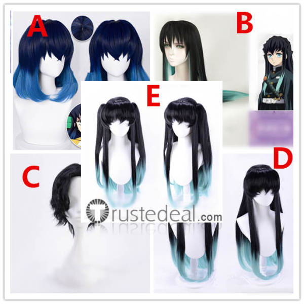 Demon Slayer Kimetsu no Yaiba Tokito Muichiro Inosuke Hashibira Muzan Kibutsuji Cosplay Wig