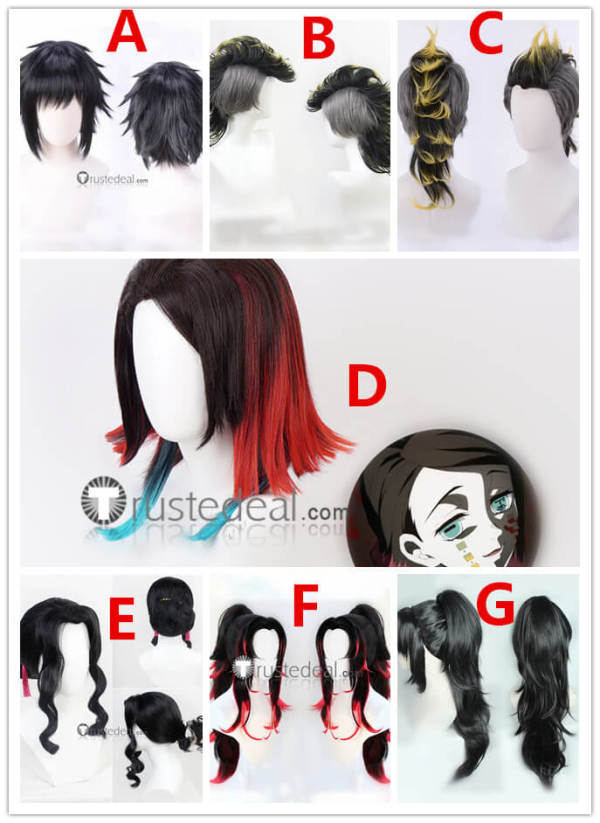 Kimetsu no Yaiba Demon Slayer Muzan Female Kokushibou Genya Shinazugawa Enmu Kaigaku Cosplay Wigs